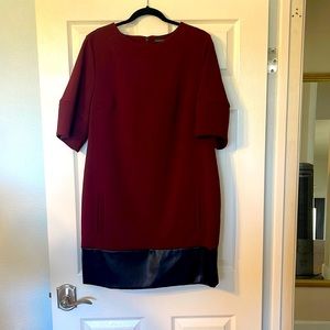 Banana Republic maroon with black leather dress.